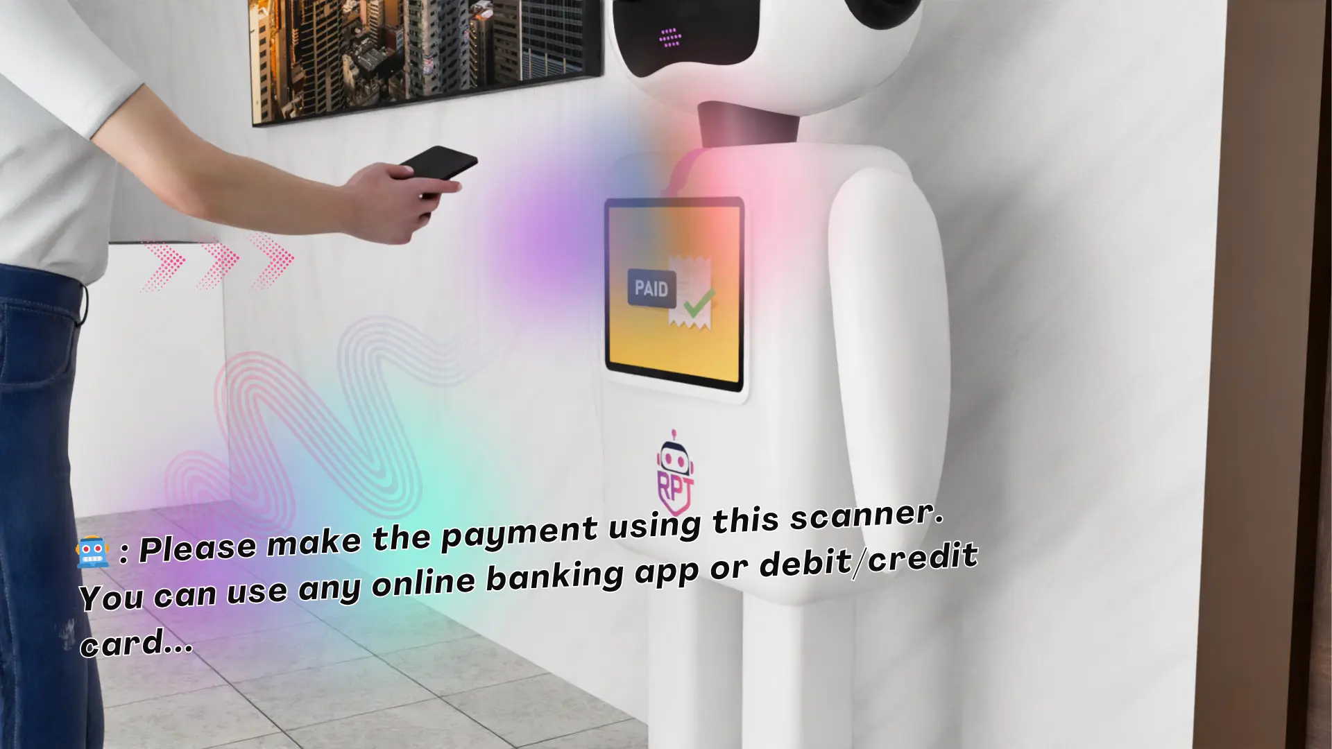 Integrated Payments via QR Code or Online Platforms - Pulse tech AI Receptionist Robot