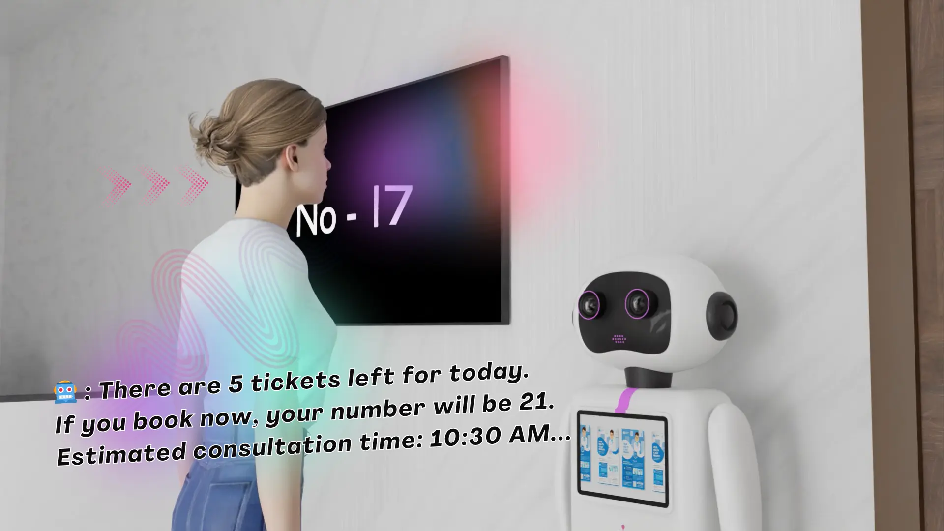 Walk-In Slot Suggestion & Token Generation - Pulse tech AI Receptionist Robot